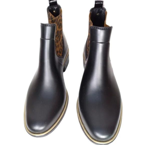 NIB Kate Spade Sedgewick Domina Leopard Print Chelsea Ankle Rain Boots Size 9 M